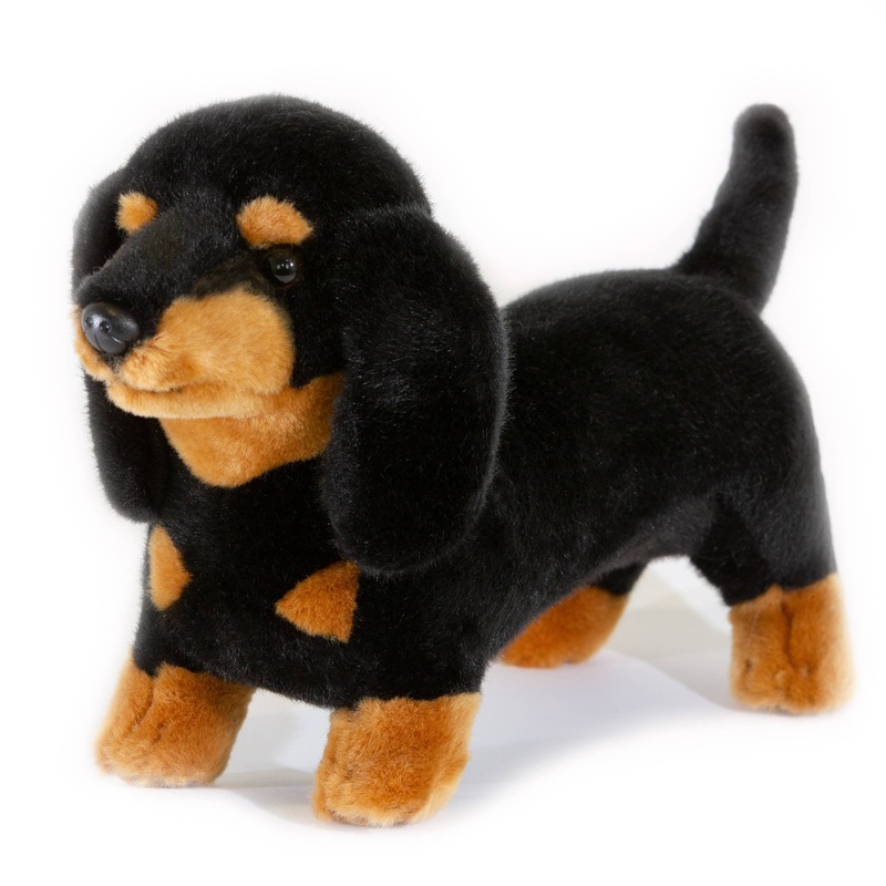 Black and Tan Plush Dachshund Medium Size Realistic