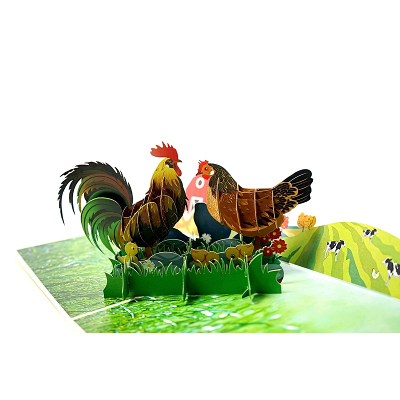 Chicken Family 3D Pop Up Greeting Card-So cute for chicken lovers!