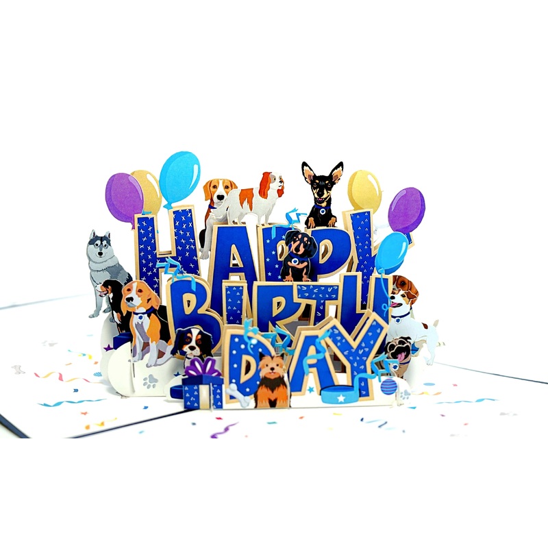 Dogs Happy Birthday 3D Pop-Up Card Dog Lovers