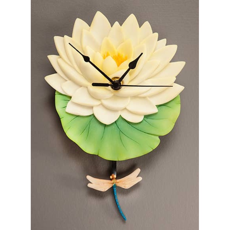 Water Lily & Dragonfly Pendulum Wall Clock