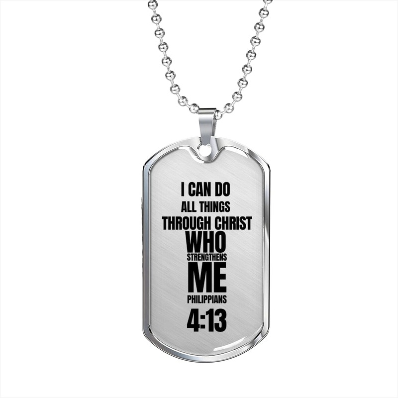 Dog Tag Necklace Philippians 4:13 Bible Verse