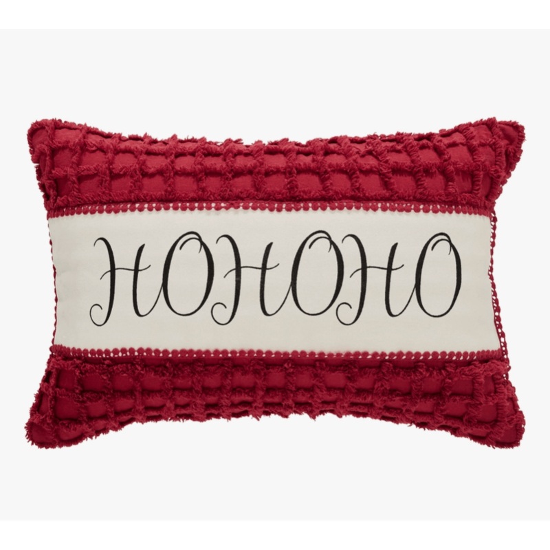 Kringle Chenille Ho Ho Ho Pillow 14x22