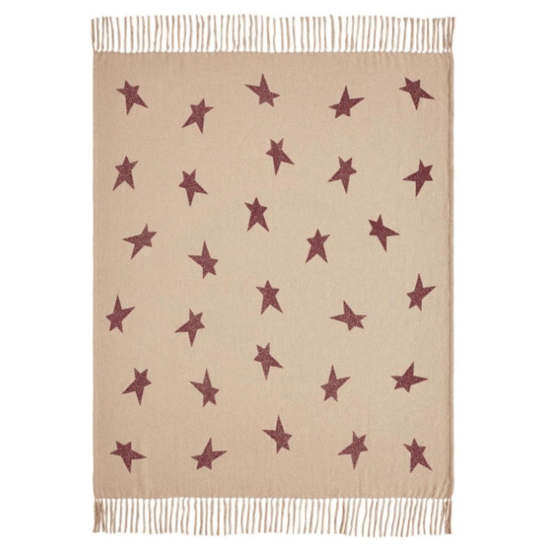 Primitive Star Woven Farmhouse Cozy Throw 50 X 60