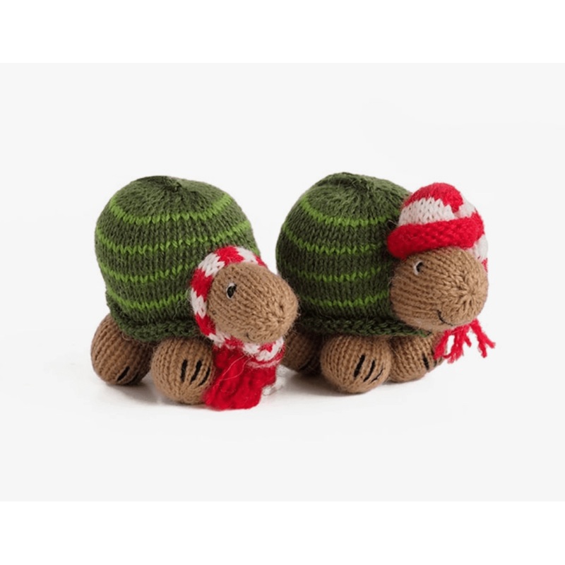 Turtle Ornaments With Scarf or Hat Handmade Knit in Peru