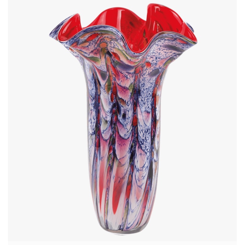 Majesty Murano Style Art Glass 17" Blue Napkin Vase