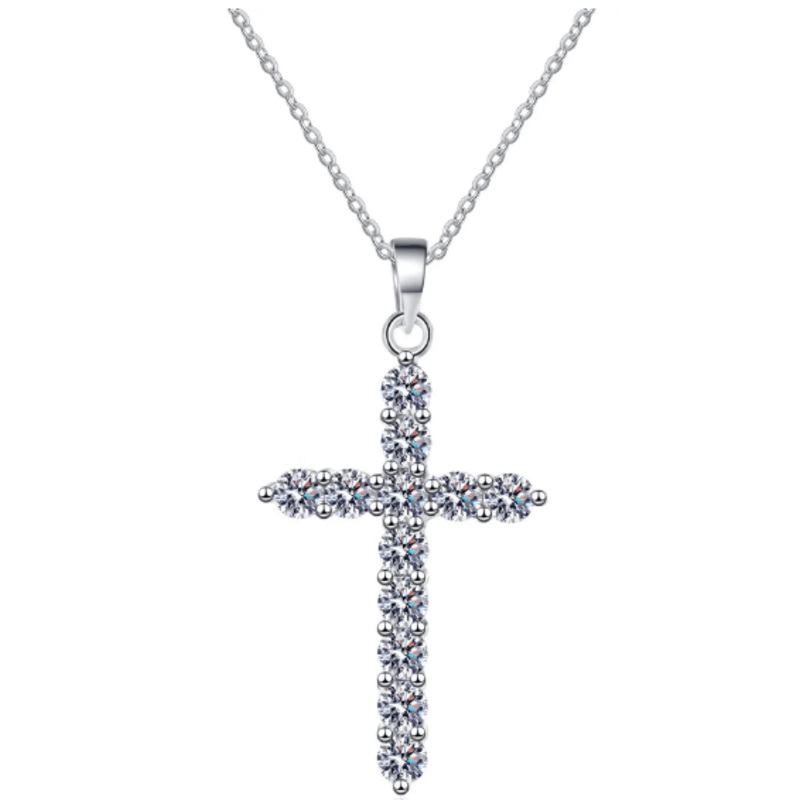 Moissanite Cross Necklace 3.6ct