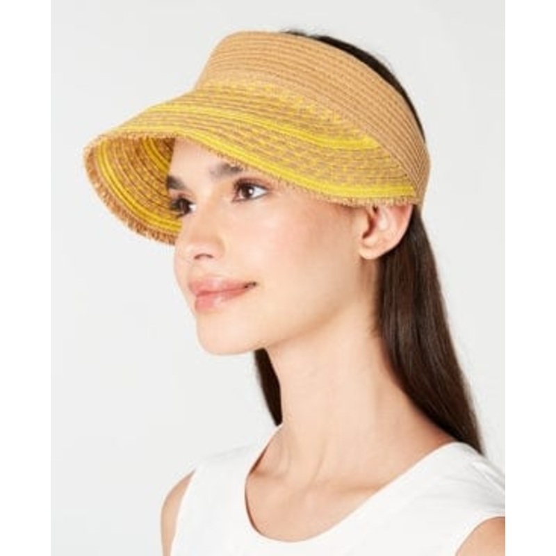 Womens Solid Straw Visor By INC