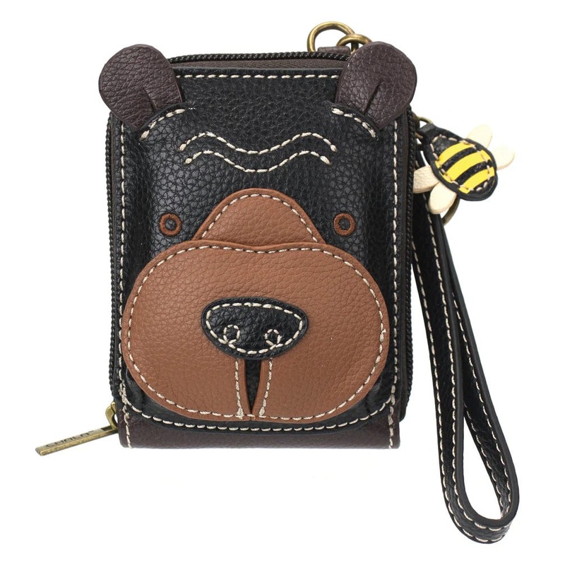 Bear Cute-C 3D Wallet RFID Protected with Bee Zipper Pull Wristlet