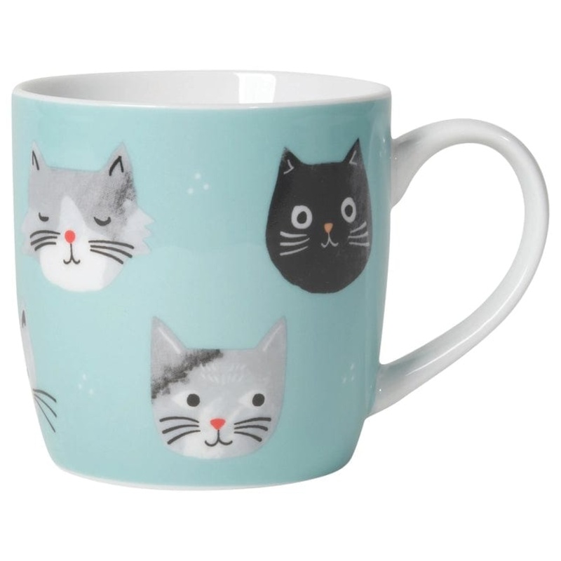 Cat Faces Blue Mug