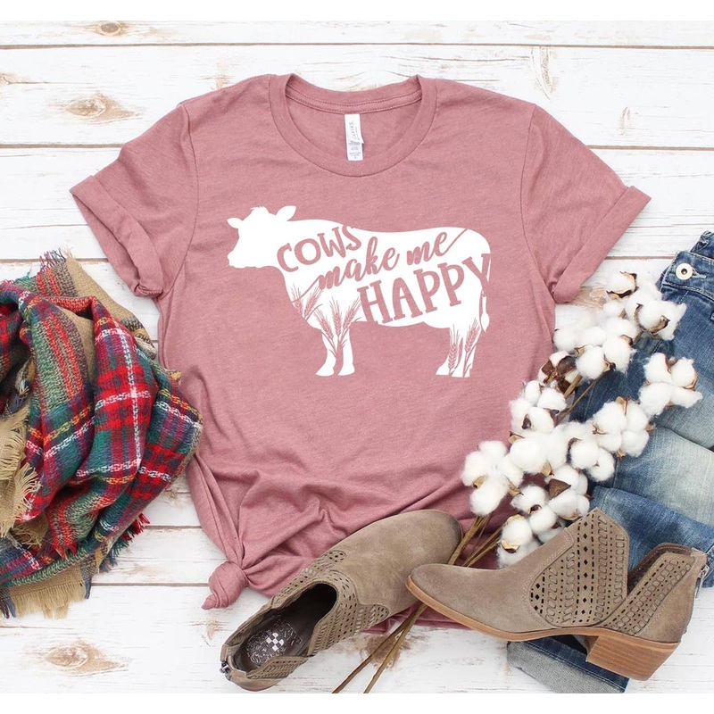 Cows Make Me Happy T-shirt - Bella Canvas Unisex