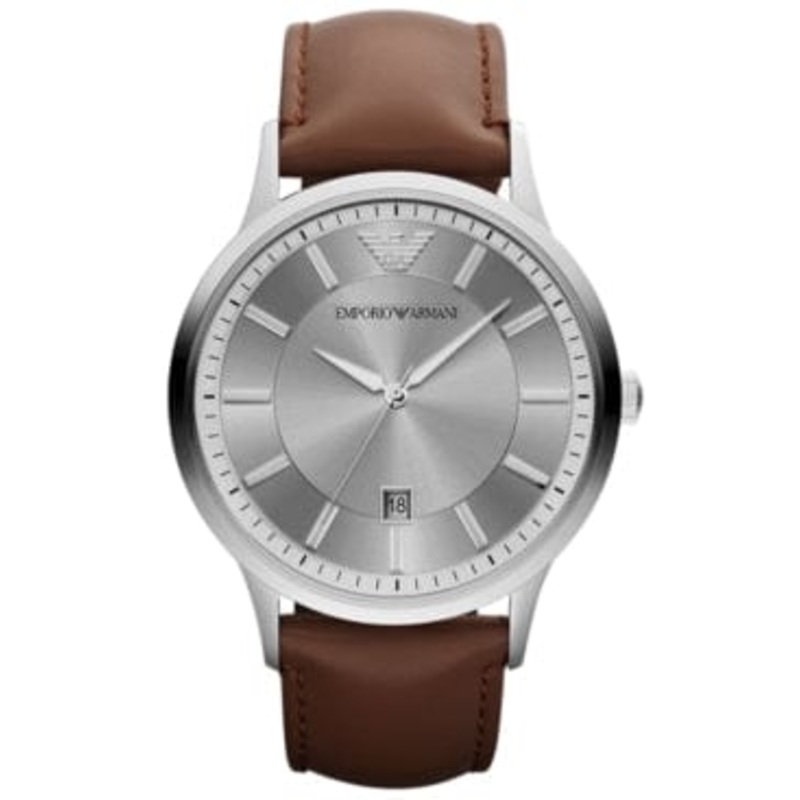 Emporio Armani Watch, Men's Brown Leather Strap