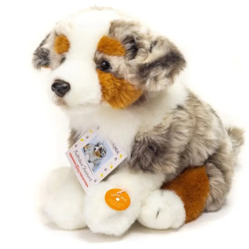 Blue Merle Australian Shepherd Plush Sitting by Teddy Hermann