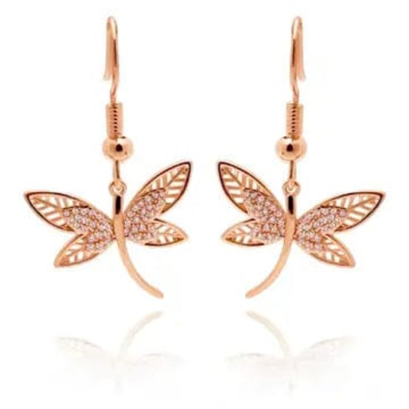 Rose Gold Dragonfly Earrings