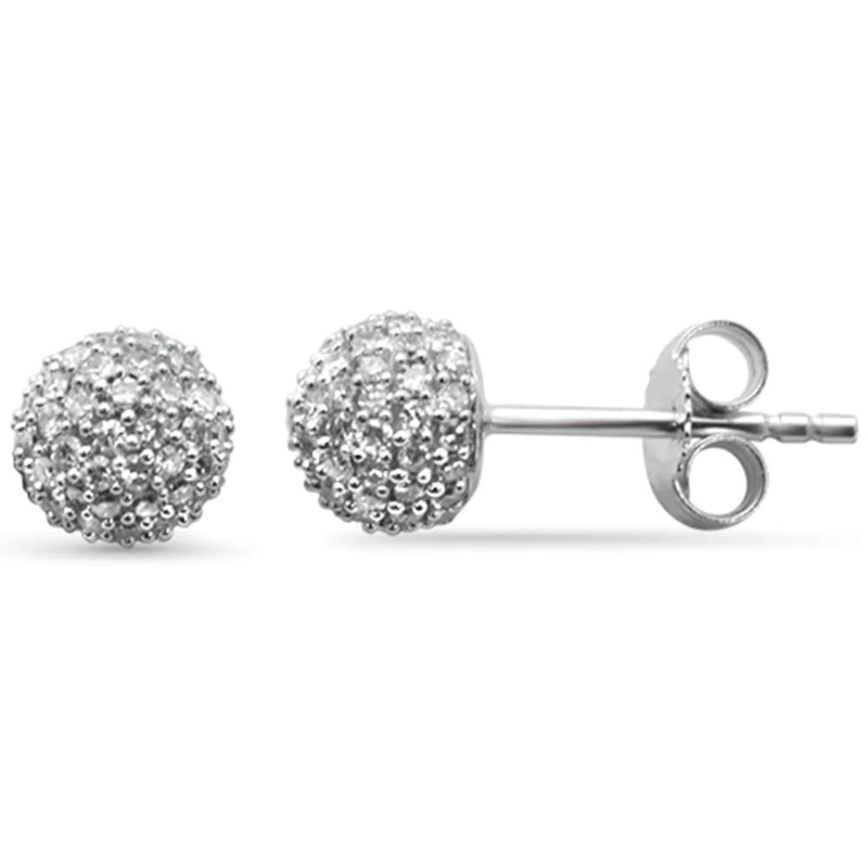 14K White Gold Diamond Disco Ball Style Earrings .55ct G SI