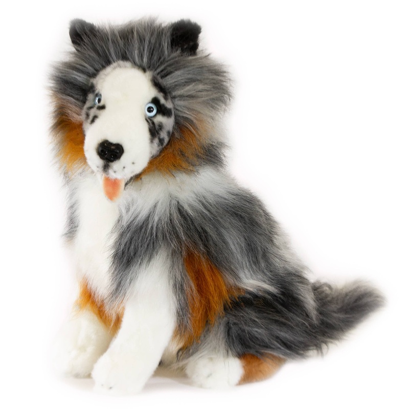 Blue Merle Australian Shepherd Large Size - 35cm/13" Realistic