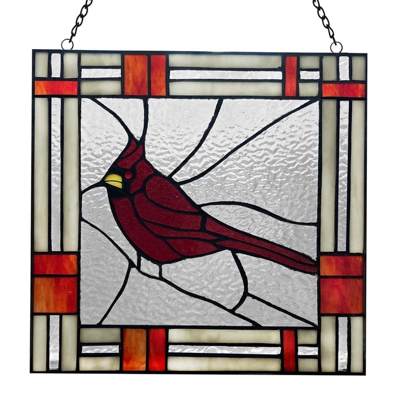 Cardinal Stained Glass Window Panel Handmade in India