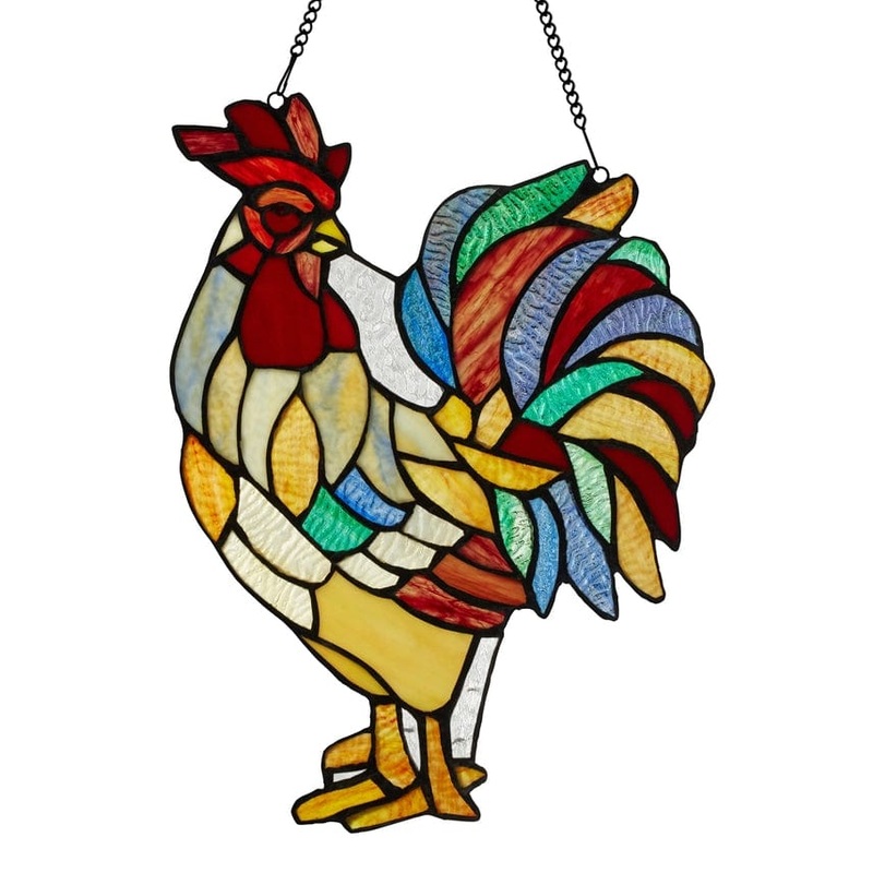 Rooster Tiffany Style Stained Glass Hanging Hand Made