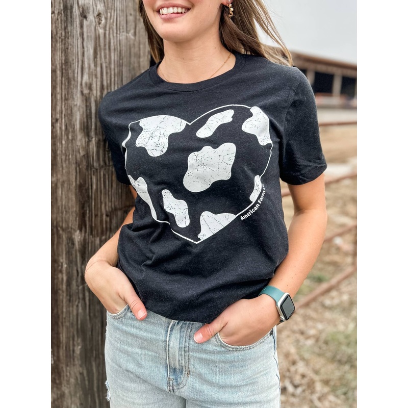 Western 'Cow Heart' Black Tee by American Farm Company