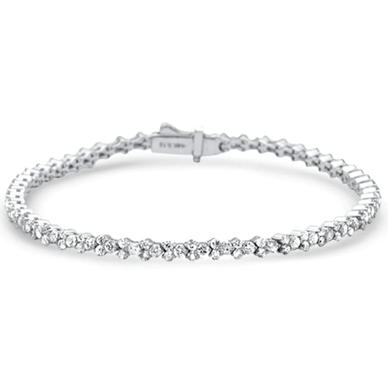 3.12ct G SI 14K White Gold Diamond Tennis Bracelet 7" Long