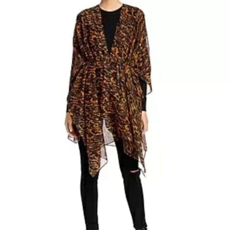 ALL SAINTS Ambient Leopard Print Ruana "Camel" NWT