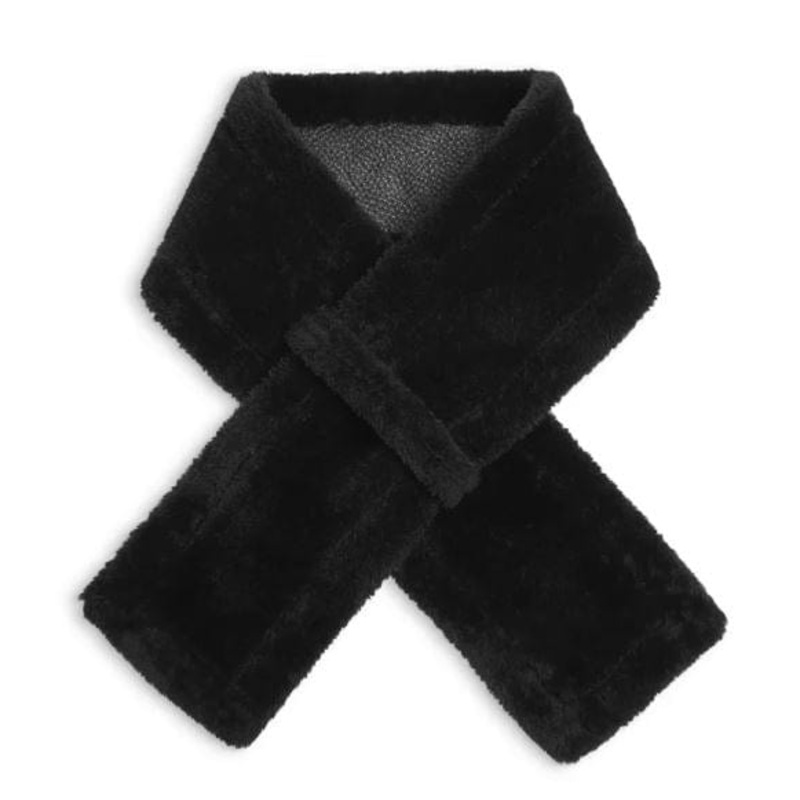 AQUA FAUX FUR HEART SCARF BLACK