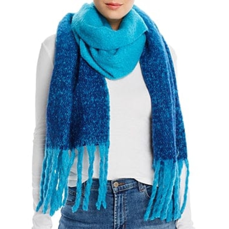 Aqua Ombre Blue Chunky Warm Scarf-NWT