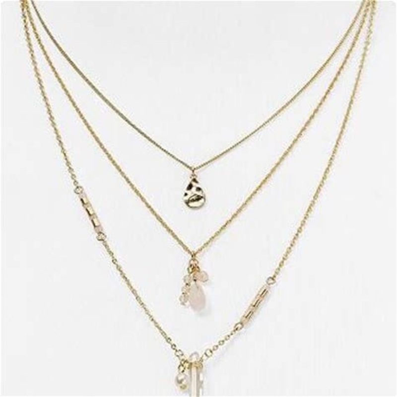 'Christie' Gold-Tone Triple Layer Pendant Necklace By Aqua