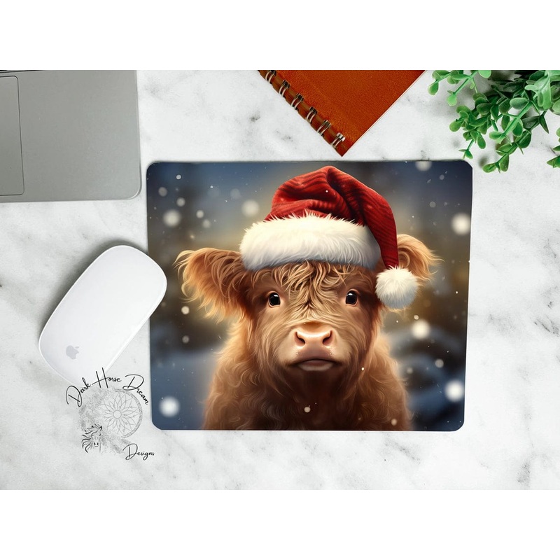 Christmas Highland Calf Mouse Pads Made in the USA!