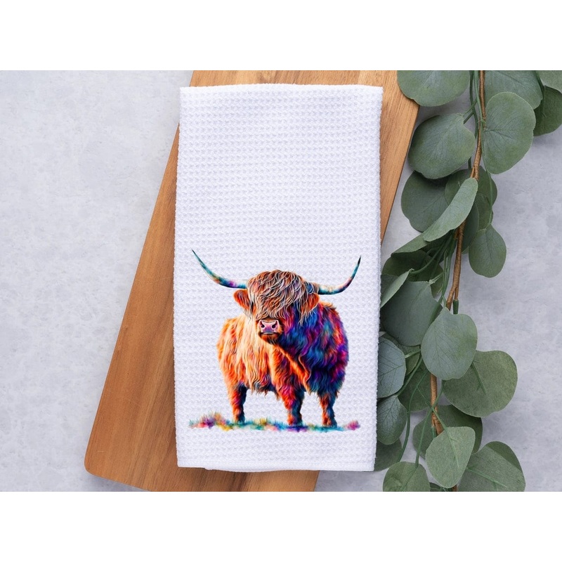 Colorful Majestic Highland Cow Micro Fiber Towel