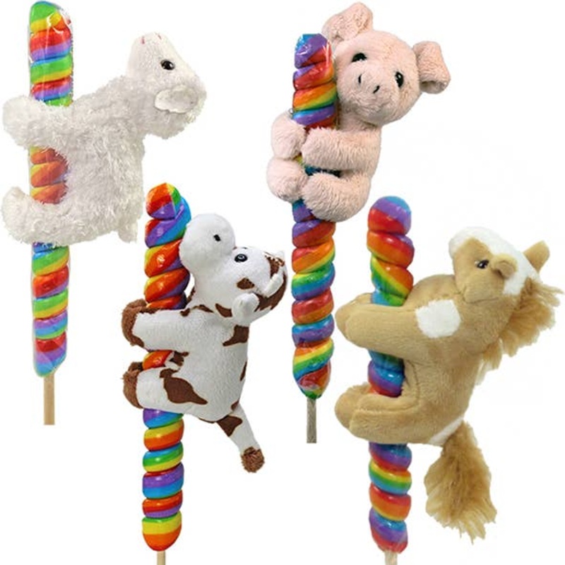Kelley and Company - 4" Plush Farm Stuffed Animal Lollipops Candy