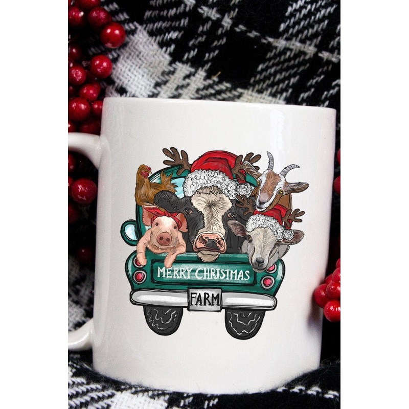 Merry Christmas from The FARM!  Cute Farm Animal Holiday 15oz Mug *