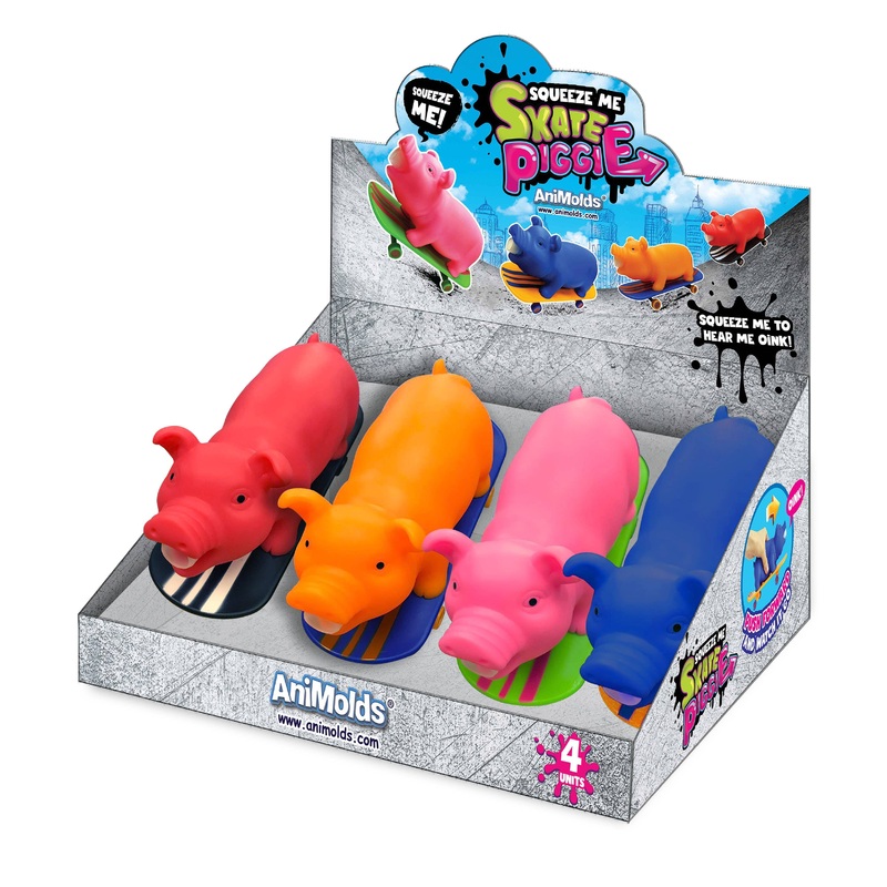 Squeeze Me Skating Piggy Toy for Kids
