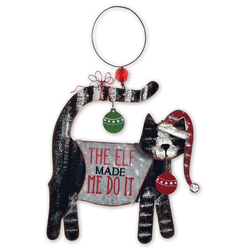 Cat-The Elf Made Me Do It Metal Ornament*