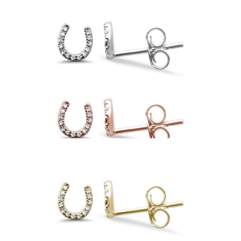 Diamond Horseshoe Earrings 14K Gold