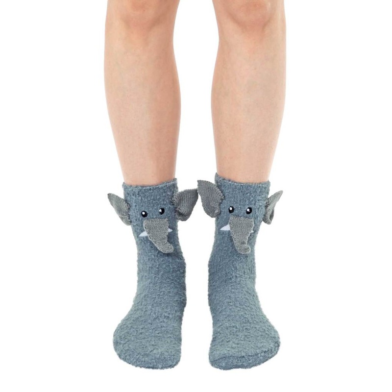 Elephant Crew Slipper Socks Soft and Fuzzy Women's
