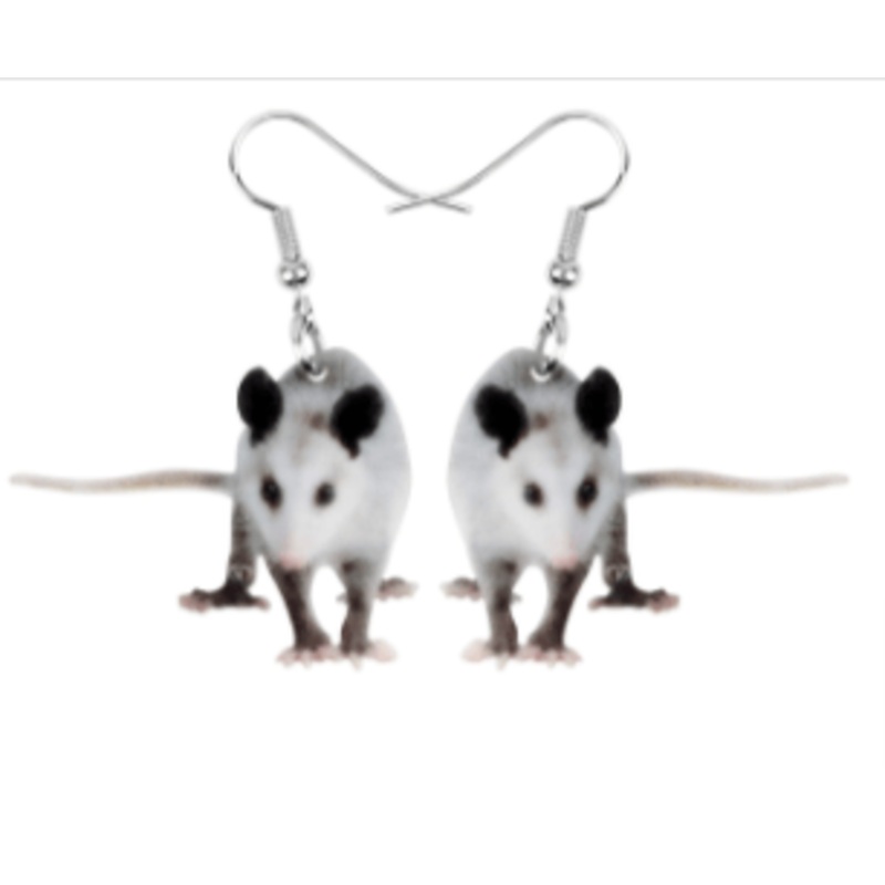 Opossum Acrylic Earrings and keychains-Realistic Cute Opossums!