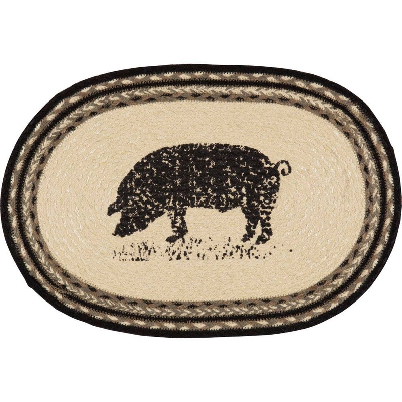 Pig or Cow Jute Placemats Sawyer Mill  Set of 6, 12x18