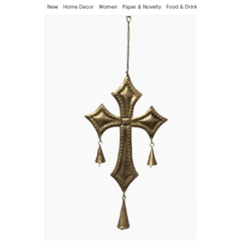 St. Edward Metal Cross Hanging Chapel Bells Wind Chime