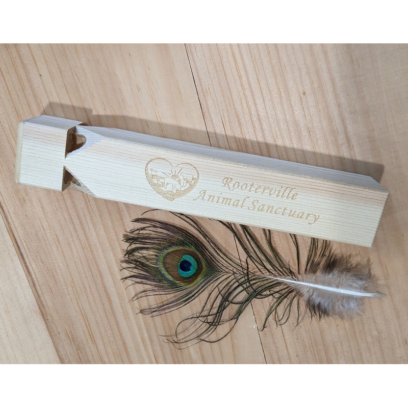 Wooden Train Whistle with Rooterville Logo