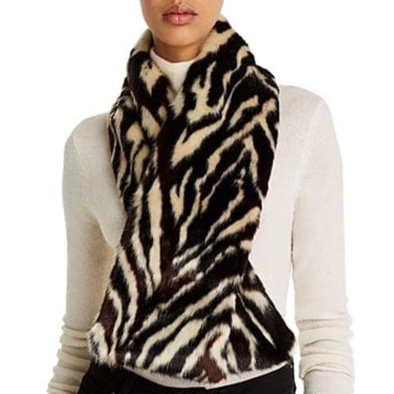 Zebra Print Scarf, Luxury Faux Fur Winter Scarf