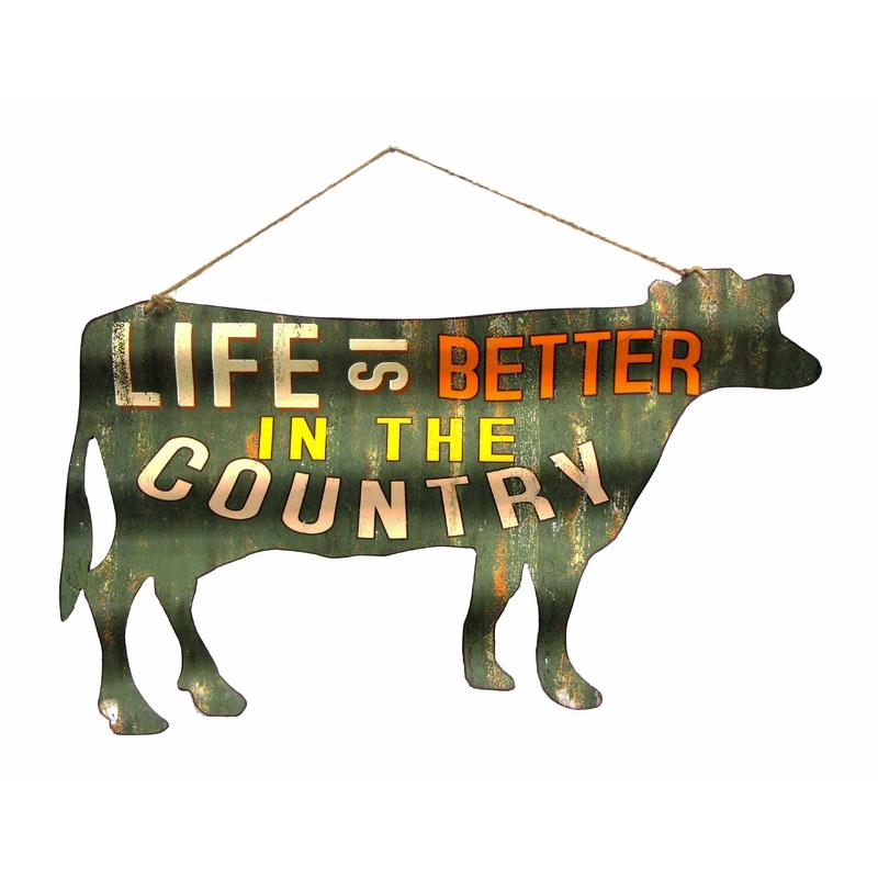 Corrugated Tin Cow Sign:  Life is Better in the Country *