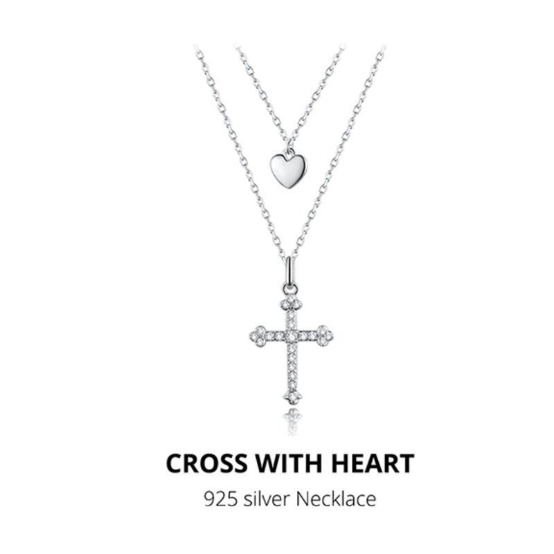 Double Strand Cross and Heart Necklace Gorgeous!