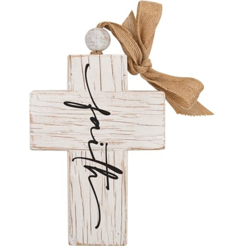 Wooden Look "Faith" Cross Decor by P Graham Dunn