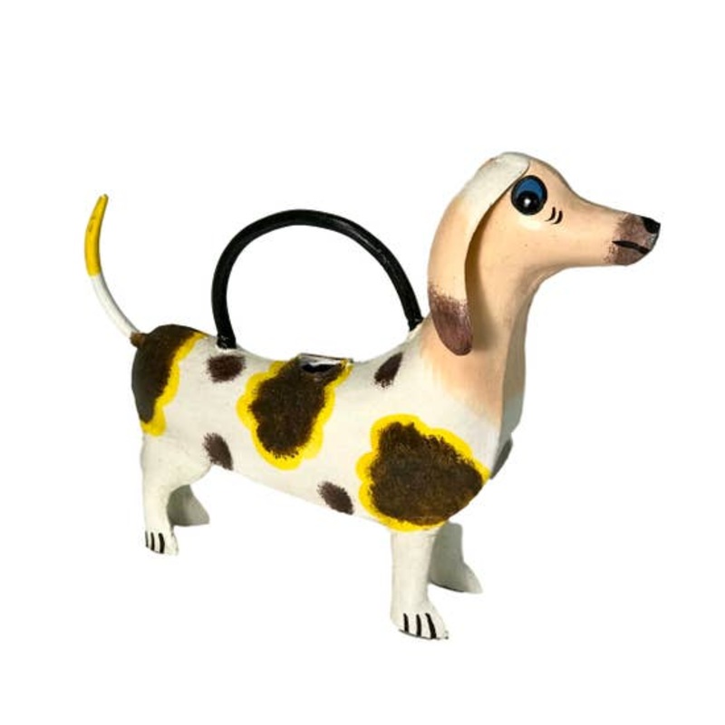 Dora the Dachshund Metal Art Watering Can Polka Dot Doggy *