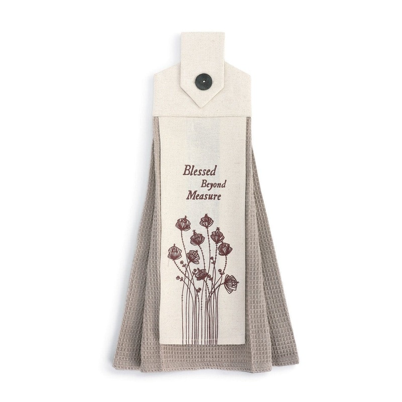 Blessed Beyond Button Loop Tea Towel