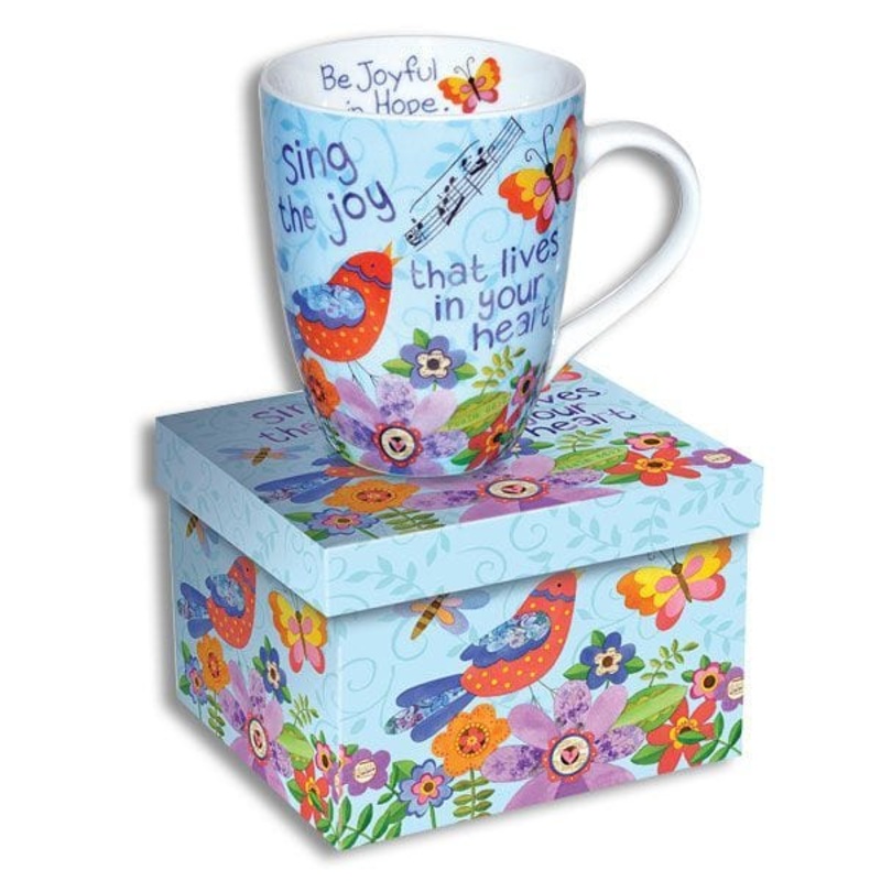 Colorful Ceramic Scripture Mug 4.5" 12oz - Sing for Joy to the Lord!