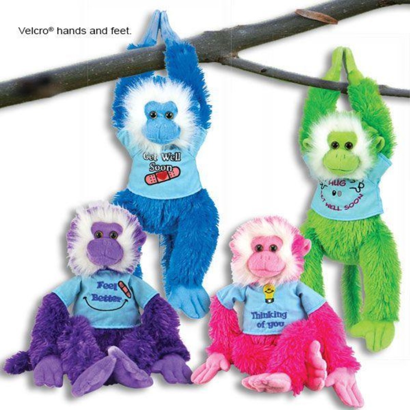 Colorful Hanging Monkeys Removeable "Get Well" Tshirts