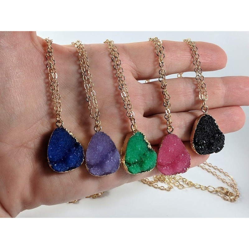 Multi Colored Druzy Fashion Necklaces