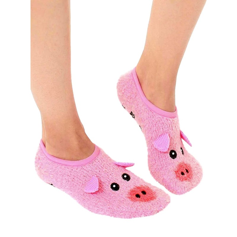Pig Fuzzy Slipper Socks with Hoofie Grippies