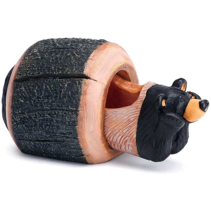 Bearfoots Hidden Treasure Bear Natural Black 3 x 3 Hand Cast Resin Stone Decorative Box